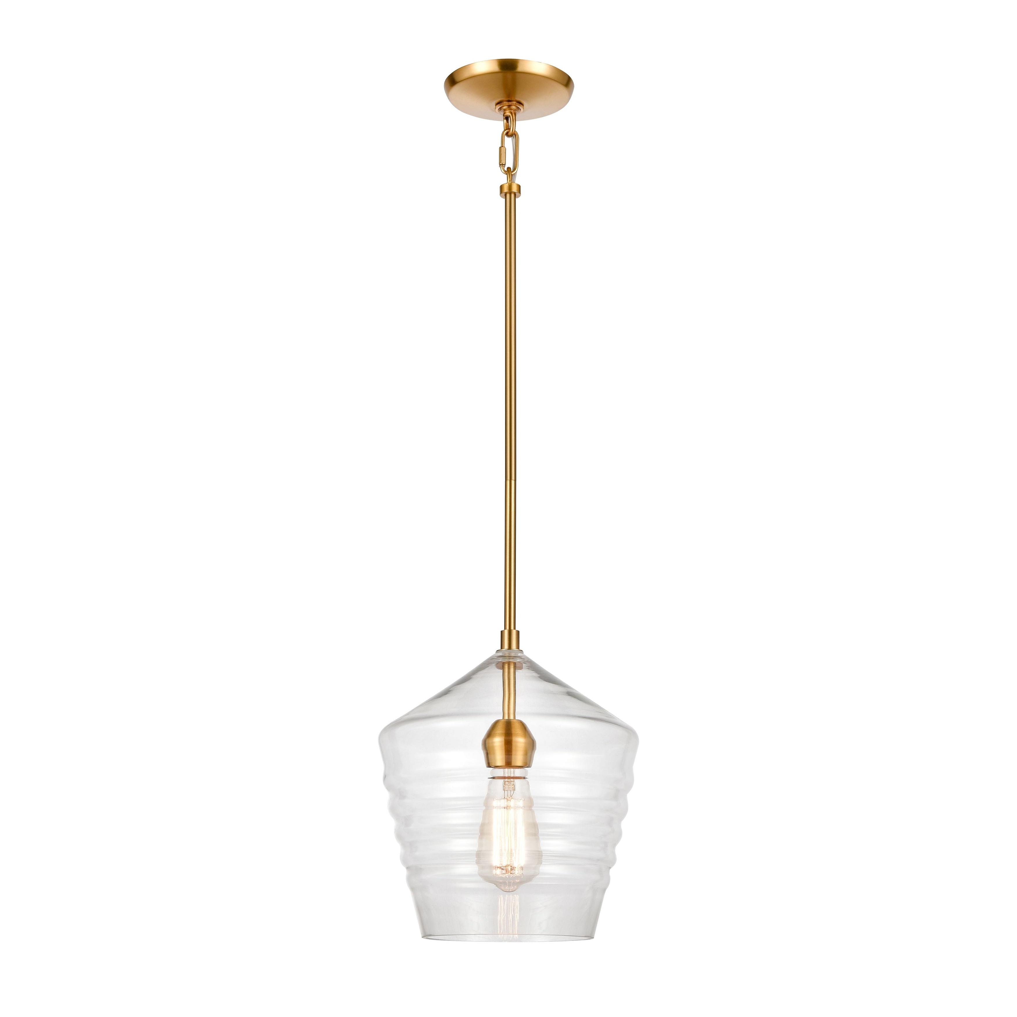Konis 10-inch Wide 1-Light Mini Pendant in Satin Brass