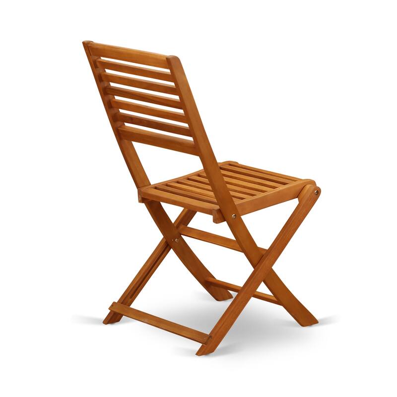 East West Furniture Cameron Foldable Outdoor Dining Chairs - Acacia Wood, Set of 2, Natural Oil