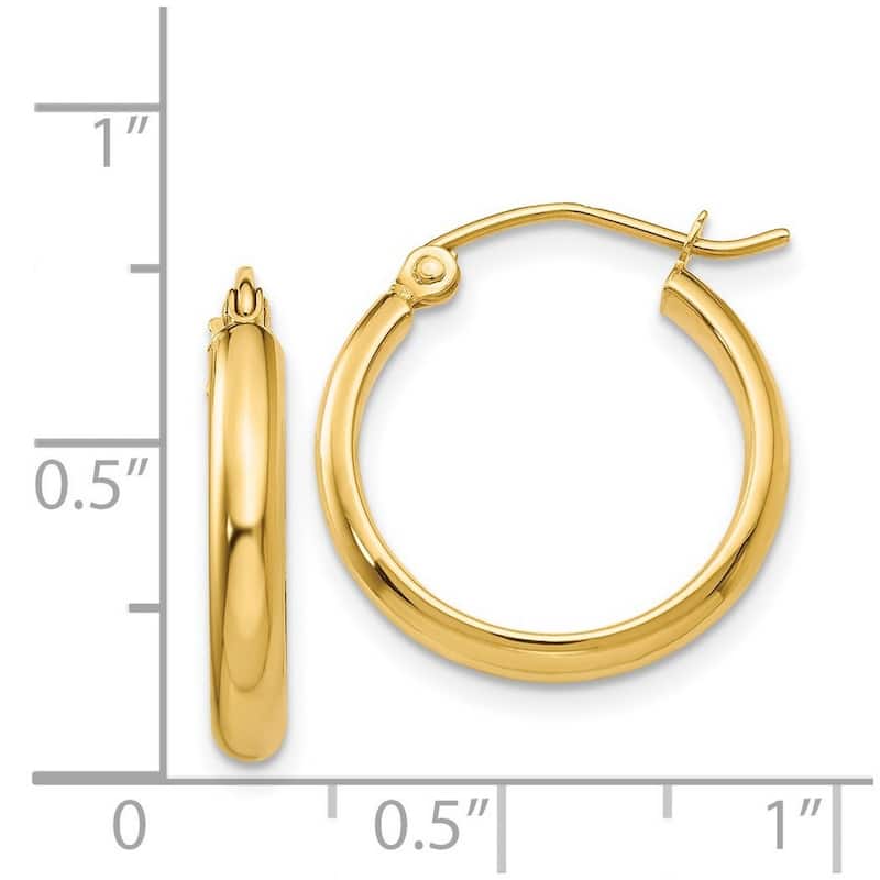 Curata 14k Yellow Gold Polished 18mm Classic Hoop Earrings