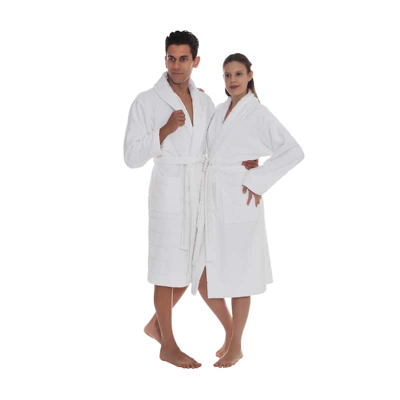 Ozan Premium Home Mirage Bathrobes Collection 100% Turkish Cotton Unisex Terry Cloth Bathrobe - SM - White