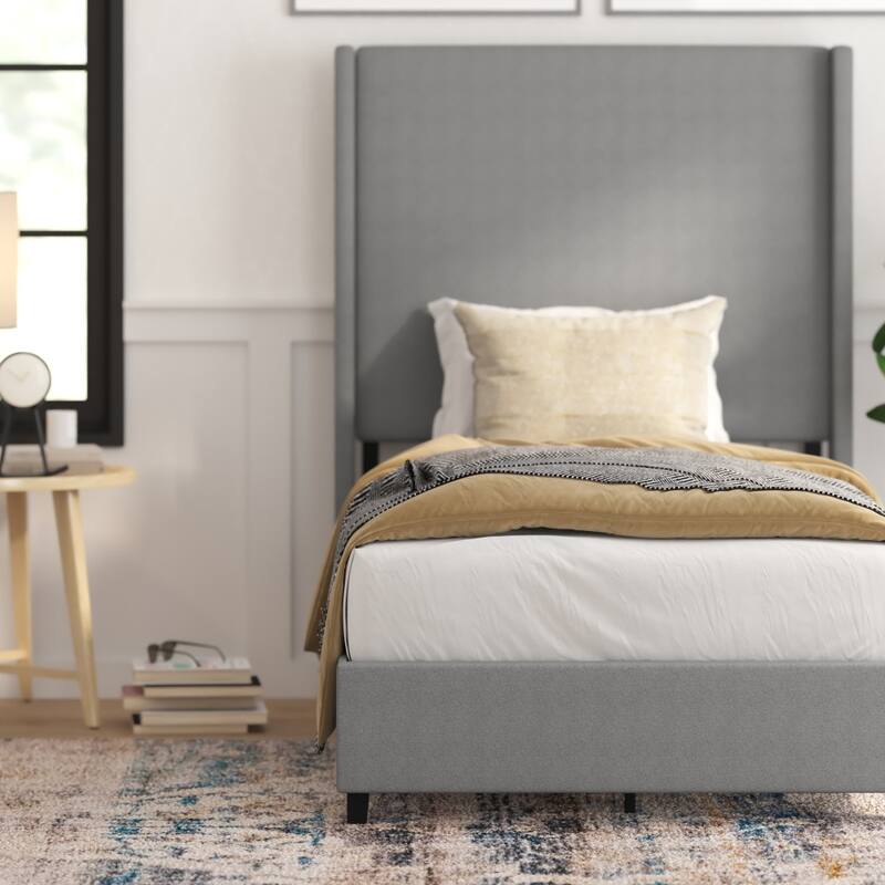 Upholstered Platform Bed with Channel Stitched Headboard