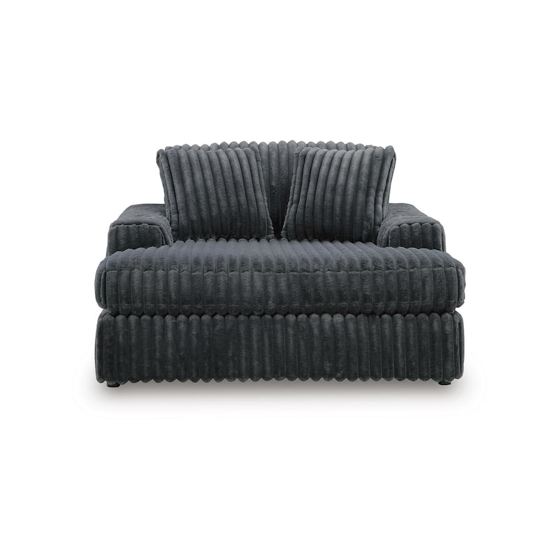 Signature Design by Ashley Midnight-Madness Dark Gray Oversized Chaise - 64"W x 68"D x 41"H