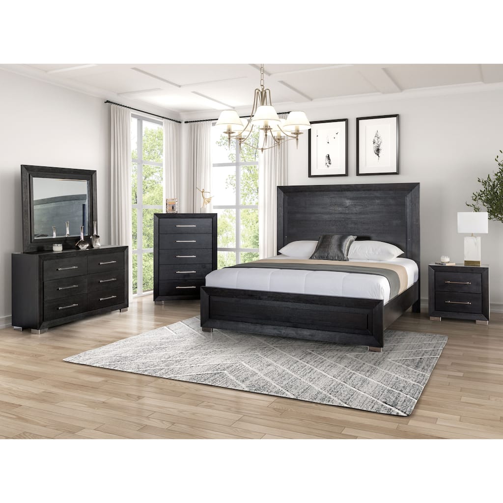 Furniture of America Alaric Modern Black Solid Wood 6-Piece Bedroom Set