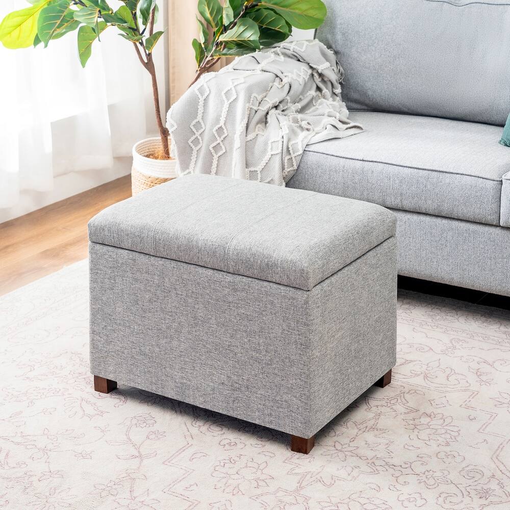 Adeco Faux Leather Storage Ottoman for Living Room Footstool