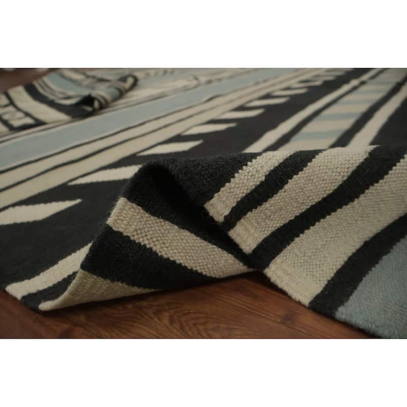 Hand Woven Oriental 100% Wool Carpet Southwestern Tribal Multi-Colored Kilim Area Rug - 9' 11'' X 8' 1''
