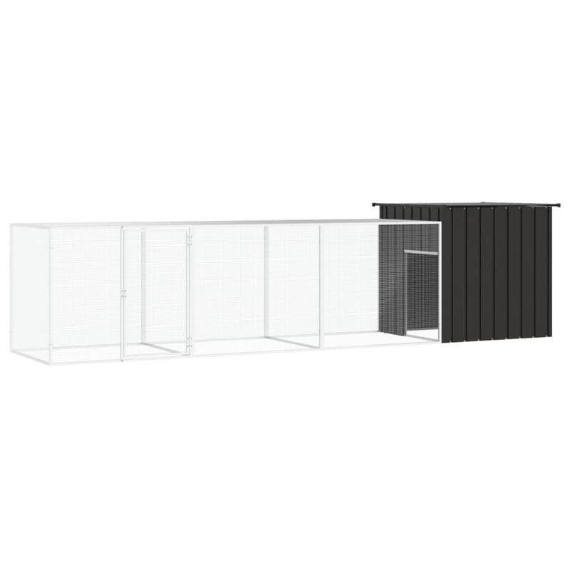 vidaXL Chicken Coop Multipurpose Chicken House with Mesh Cage Galvanized Steel - 157.5" x 35.8" x 39.4" - Anthracite