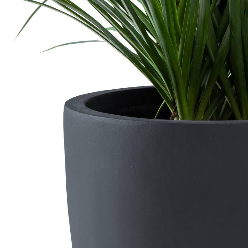Kante 9 in. H Concrete and Fiberglass Round Bowl Planter, Outdoor Indoor Large Planters Pots with Drainage Hole