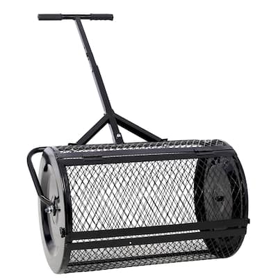 24" Heavy Duty Peat Moss Spreader, Metal Mesh with T-Handle for Lawn