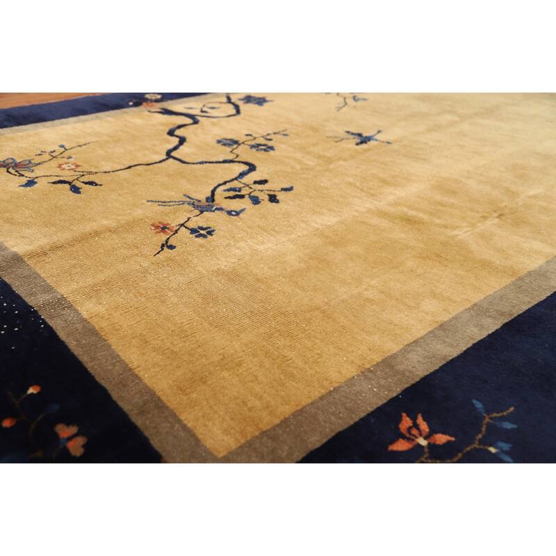 Vegetable Dye Art Deco Chinese Vintage Rug Hand-Knotted Wool Carpet - 6'0"x 11'8"