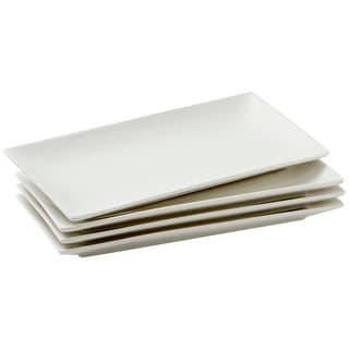 White Ceramic Serving Platter Trays, Set of 4 Rectangular Appetizer ...