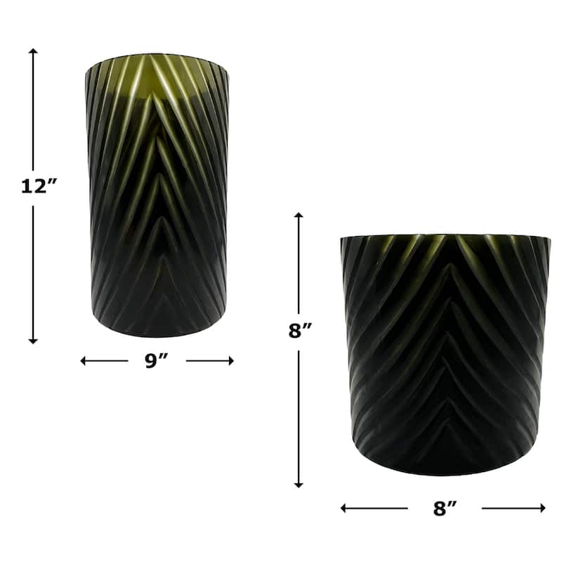 Set of 2 Decorative Handmade Glass Modern Art Vase in Black