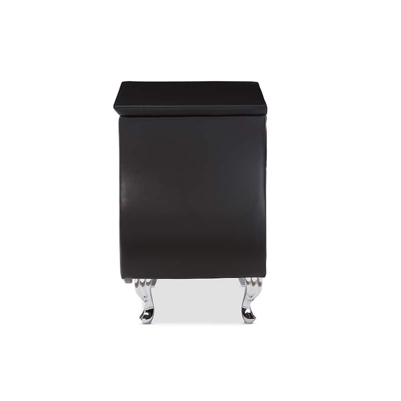 Modern Nightstand with 2 Drawers, Black Bedside Table, Steel Legs, Contemporary Accent Furniture