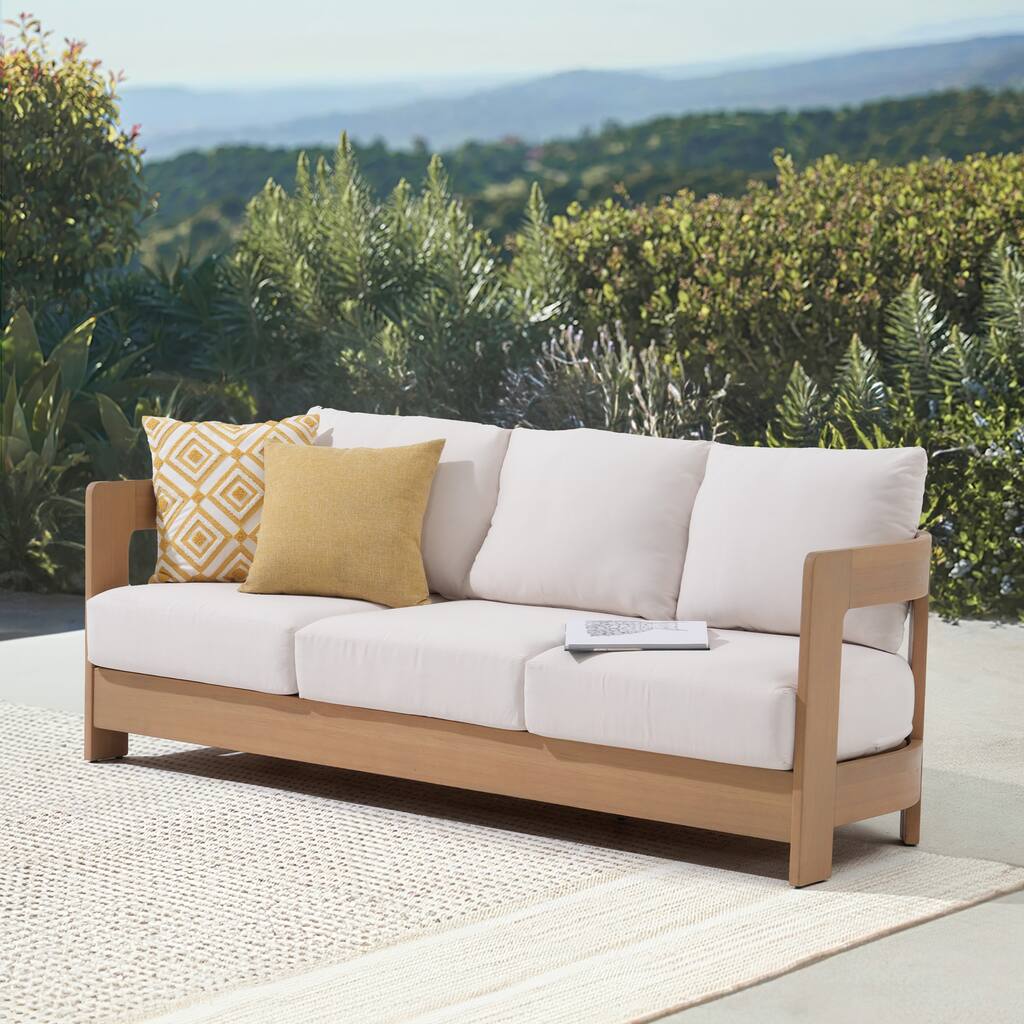Outdoor 3-Seat Outdoor Sofa Solid Wood Eucalyptus
