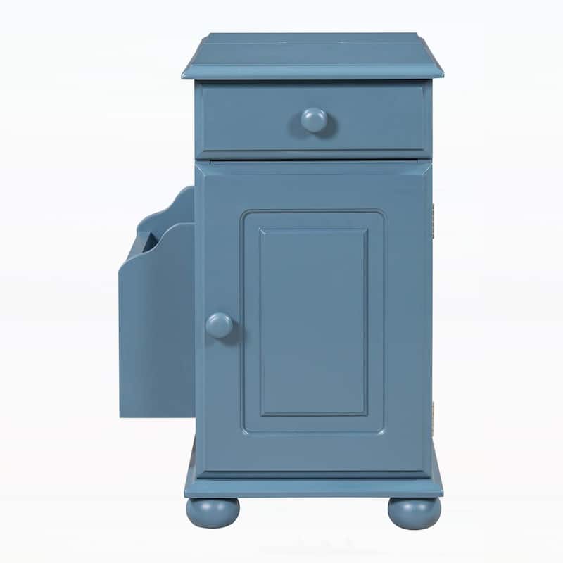 Vintage End Table with Flip Top,USB Ports