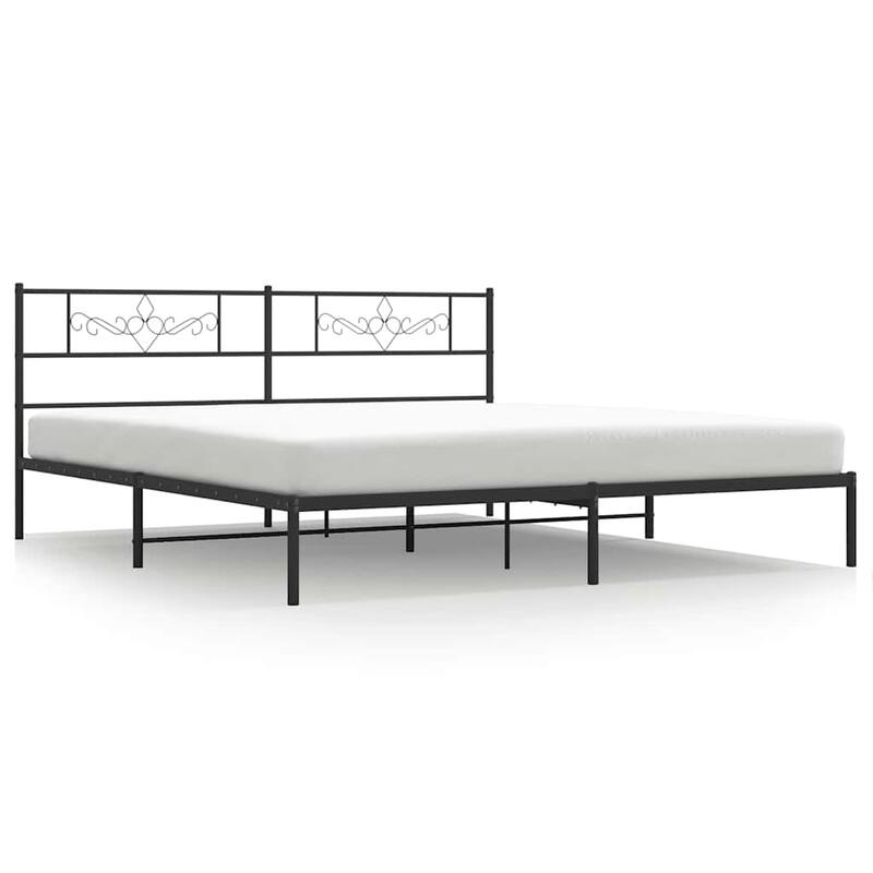 vidaXL 12 Inches Black King Size Metal Bed Frame No Mattress - 81.5" x 78" x 35.4"
