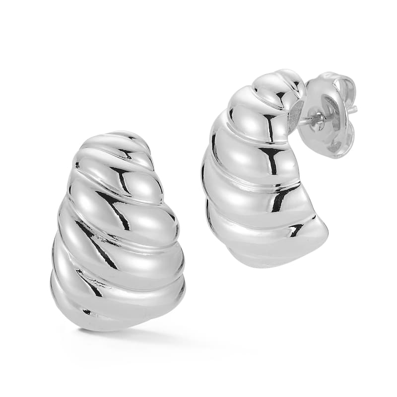 Chloe & Madison Statement Graduated Croissant Earrings - Silver