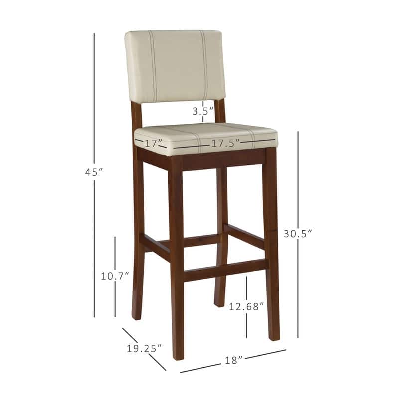 Linon Lombardy Bar Stool with Cream Vinyl