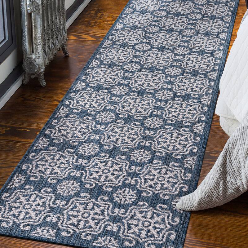 World Rug Gallery Transitional Geometric Textured Flat Weave Indoor/Outdoor Area Rug