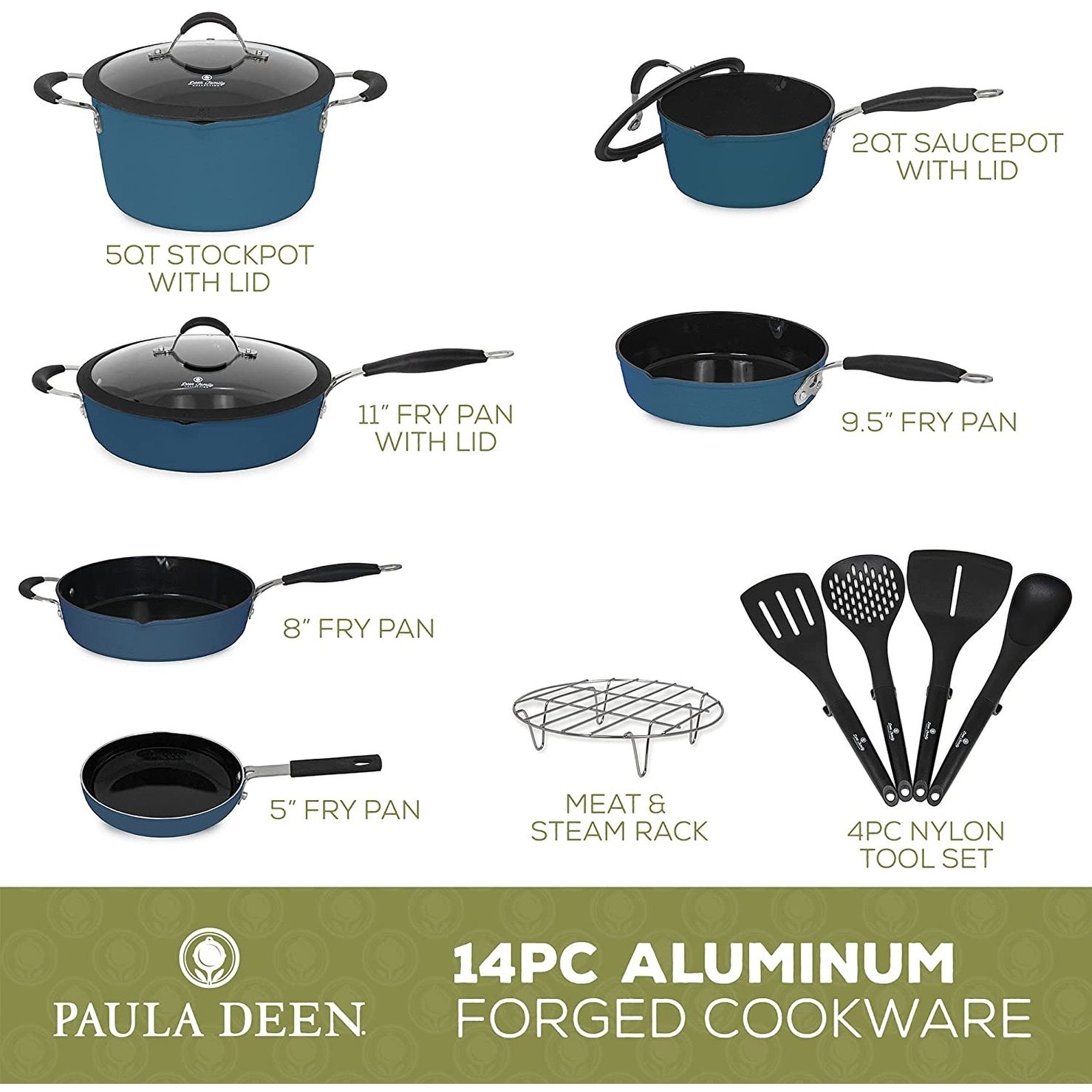 Paula Deen 11-Piece Blueberry Cookware Set