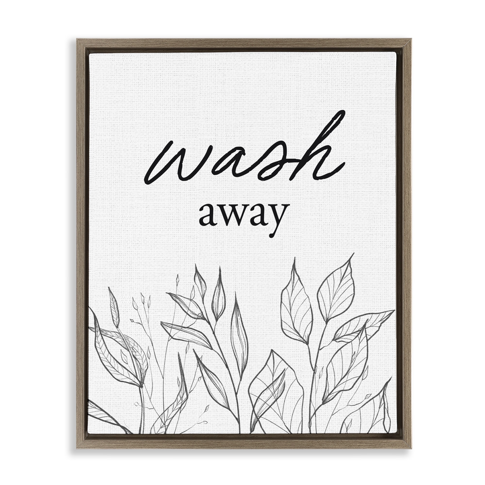 Stupell Minimalist Leaves Wash Away Framed Floater Canvas Wall Art Design By Lettered and Lined