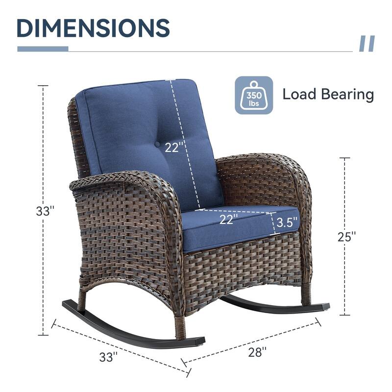 Gymojoy Comfortable PE Rattan Wicker Outdoor Rocking Chair for Outdoor