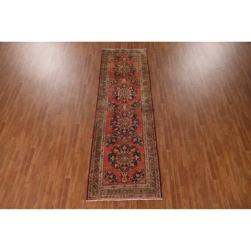 Tabriz Persian Vintage Runner Rug Handmade Wool Carpet - 3'8"x 11'4"