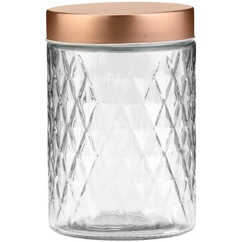 Amici Home Desmond Glass Container Storage Jar, 48 Fluid Ounces, Clear with Copper Lid - Clear/Copper