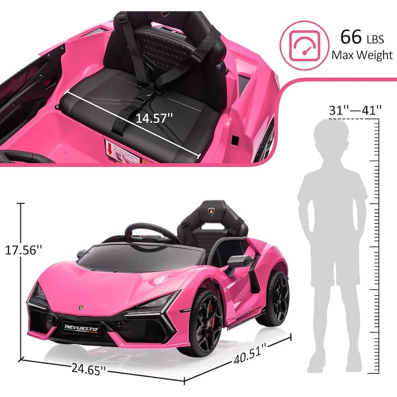 12V Kids Ride On Car, Licensed Lamborghini Revuelto Electric Car for Kids