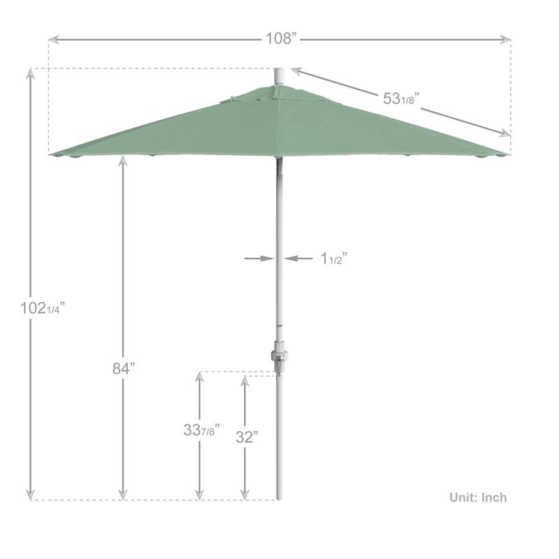 California Umbrella 9' Rd. Aluminum/Fiberglass Rib Patio Umb, Deluxe Crank Lift/Collar Tilt, White Finish, Pacifica Fabric