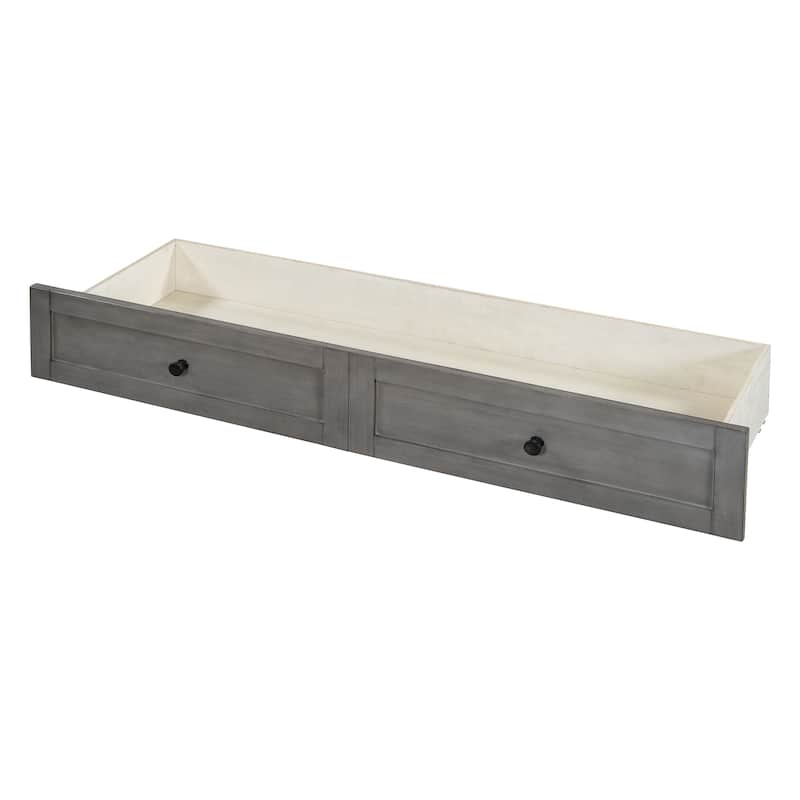 Gray Full Size Modern Style Murphy Bed with Large Versatile Storage Drawers and USB Ports for Bedroom