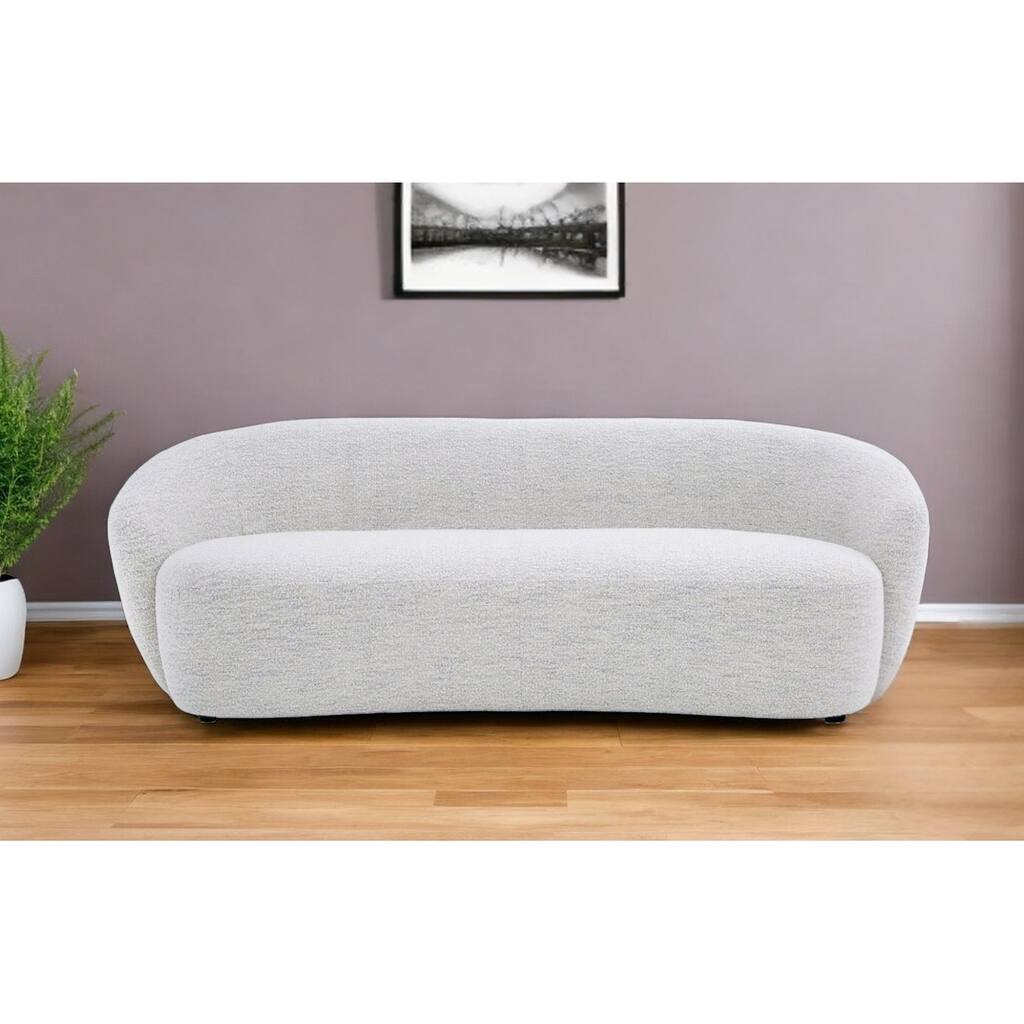 HomeRoots 90" Off White Fabric Sofa With Black Legs