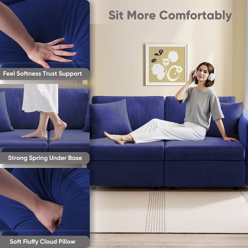 Pocassy Cloud Sofa Modular Sectional Couch with Seat Storage