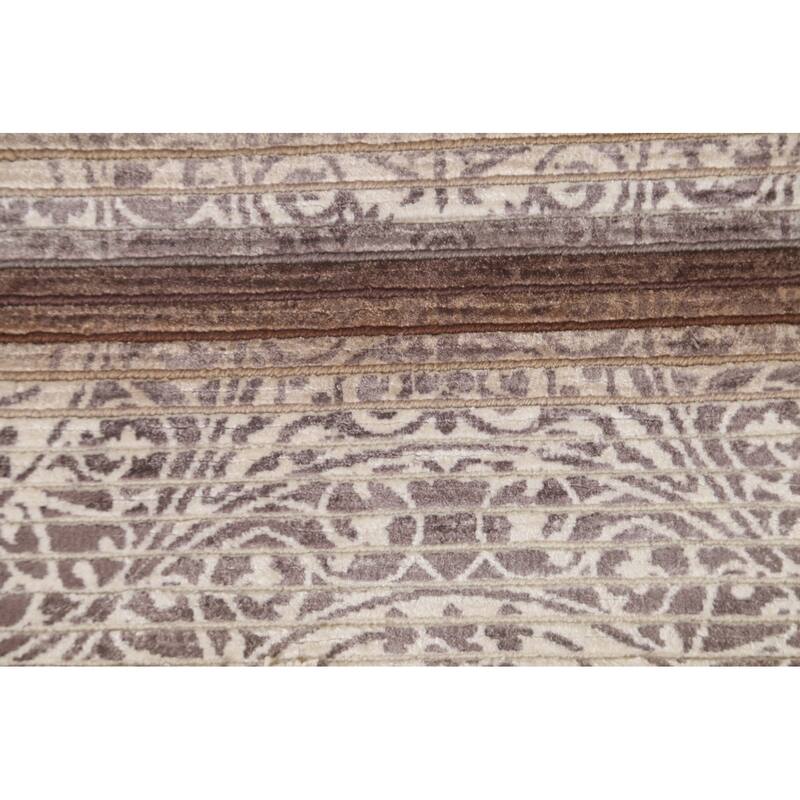 Striped Abstract Modern Accent Rug Hand-Knotted Wool Carpet - 2'9"x 5'0"