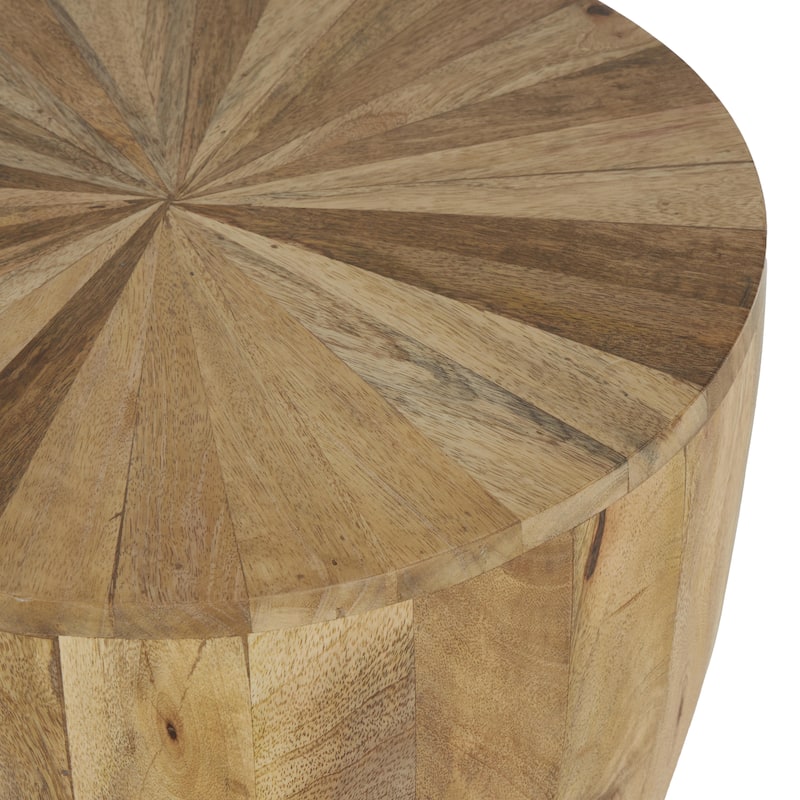 Brown Mango Wood Handmade Drum Side End Accent Table