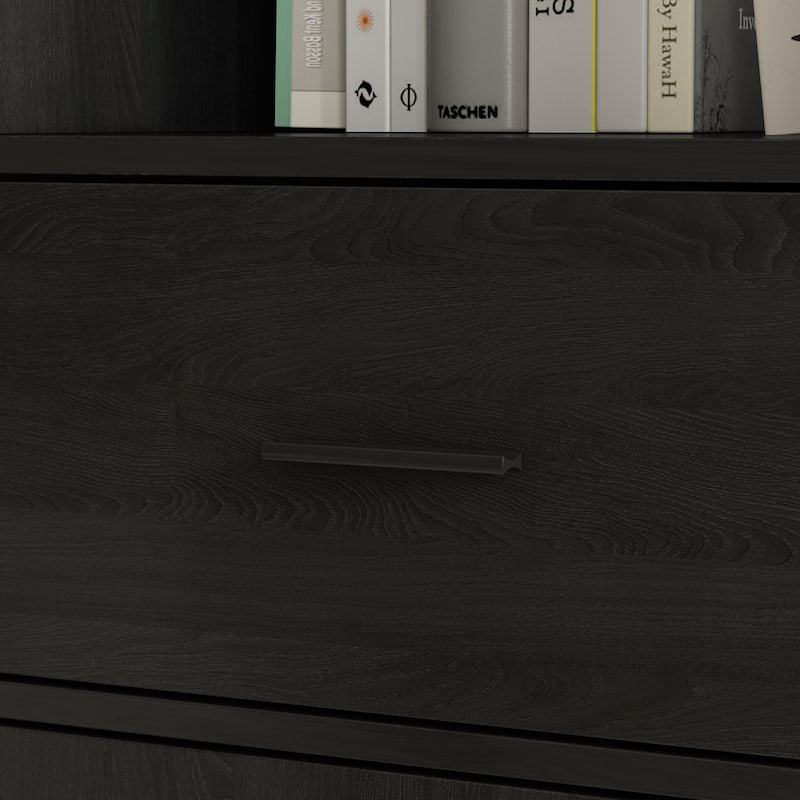Bookshelf Bookcase with 4 Doors,4 Drawers & Storage Shelve,Black - 78.7"H