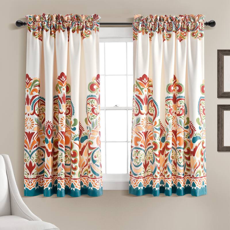 The Curated Nomad Presidio Room Darkening Window Curtain Panel Pair - 52X45 - Turquoise/Tangerine