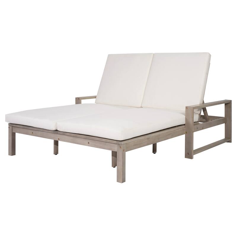 Outdoor Double Chaise Lounge Chair with Dual 5-Position Backrests by Leisure Zone