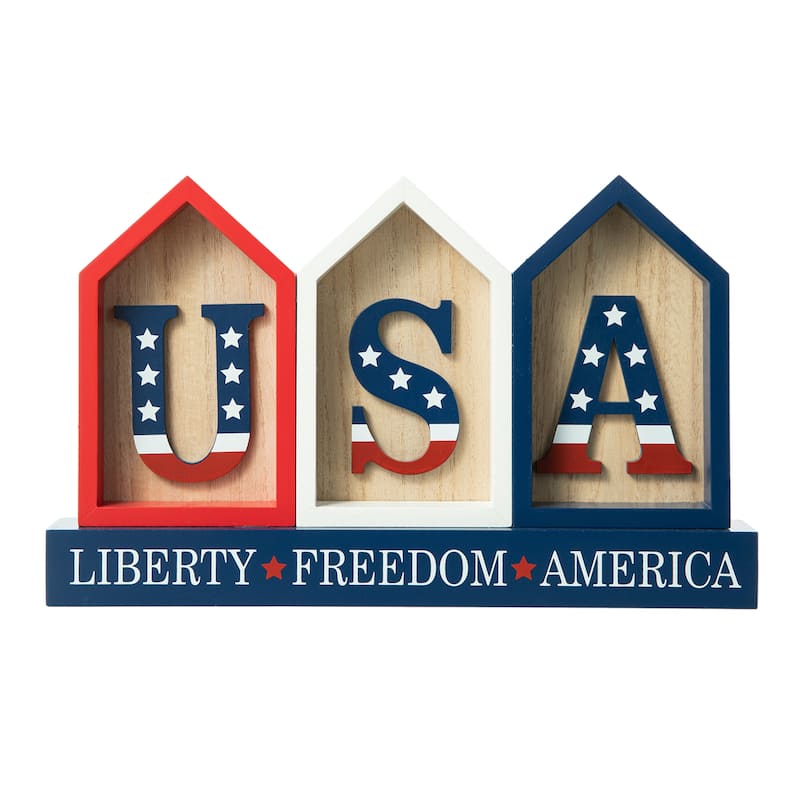 Glitzhome Patriotic Americana Flag USA Table Decor