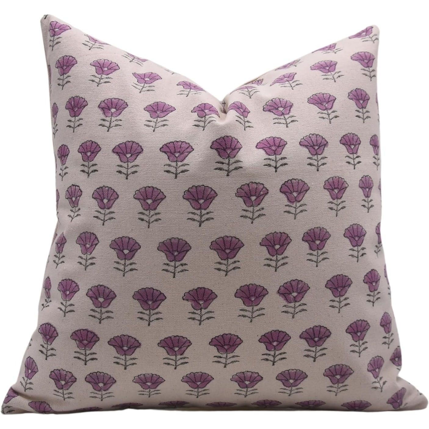 Fabdivine Plush Cotton Floral Block Print Pillow Cover Bedroom, Kohinoor