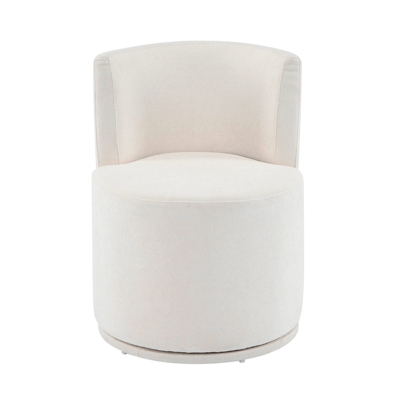 Roomfitters Modern Swivel Upholstered Side Chair for Vanity or Living Room, Beige Fabric