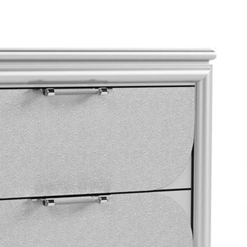 Dima Nightstand, 2 Drawers w Acrylic Handles, White Rubberwood, 24 Inch