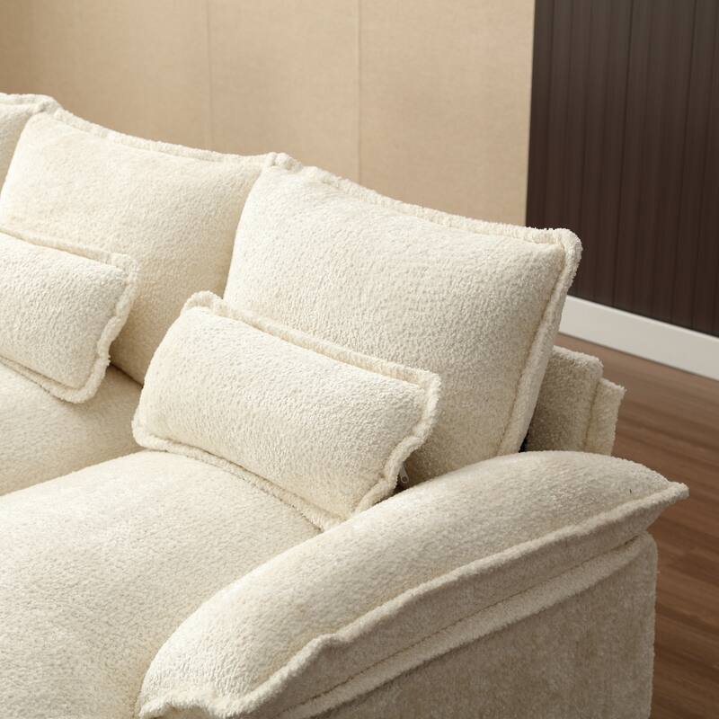 U Shaped Sectional Sofa,Modern Chenille Tufted Overstuffed Comfy Cloud 4 Seater Couch with Double Chaises & Pillows