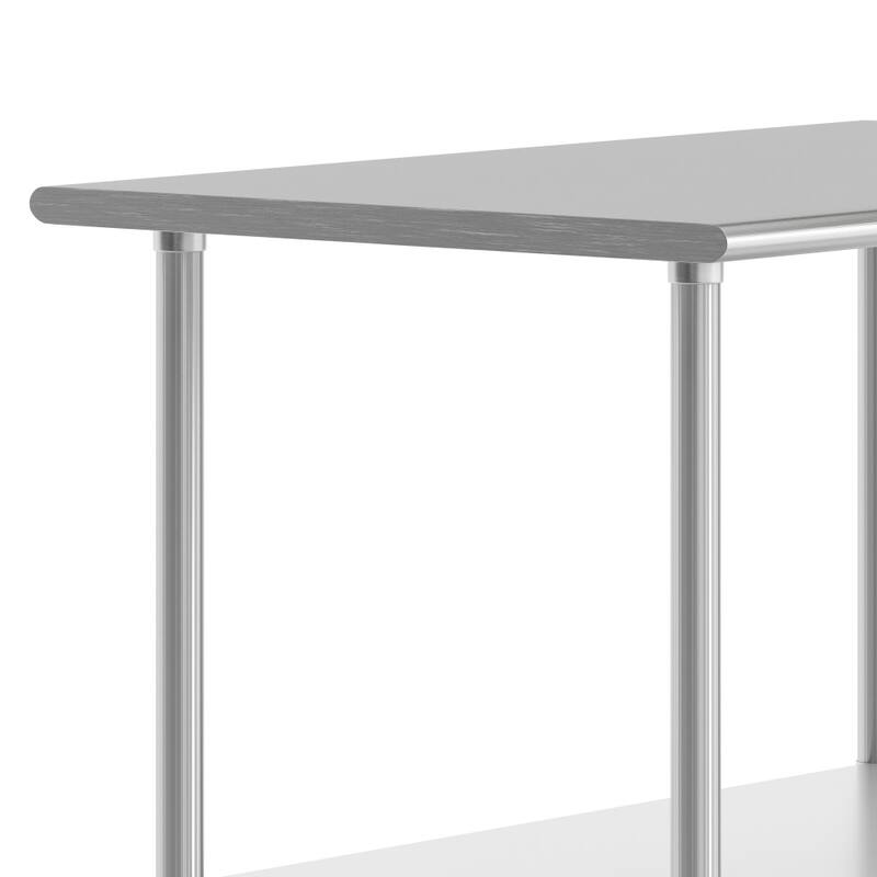 Commercial Stainless Steel 18 Gauge Worktable with Undershelf and Casters