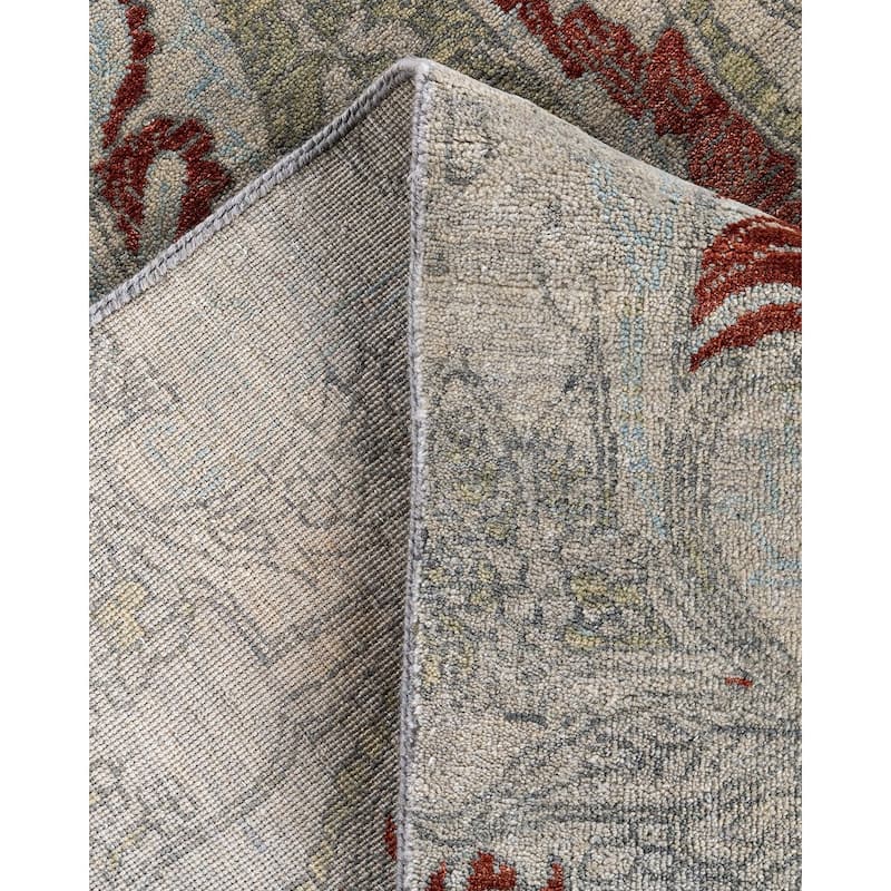 Ikat One-of-a-Kind Hand-Knotted Area Rug - Gray, 8' 1" x 10' 0" - 8' 1" x 10' 0"