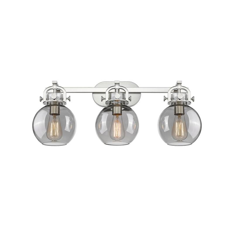 Innovations Lighting 410-3W-12-27 Newton Sphere Vanity Newton Sphere 3 - Satin Nickel / Plated Smoke