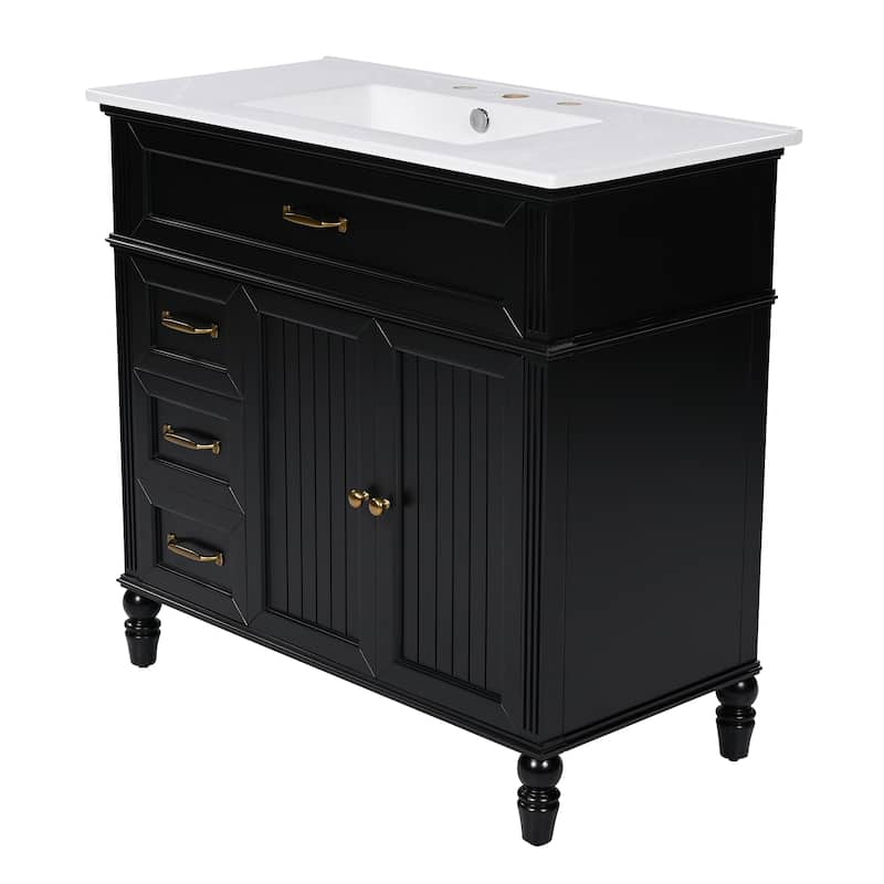 Christopher Knight Home Yvenith 36" Bathroom Vanity with Ceramic Sink - 36.00" Lx 18.5" W x 34.4" H