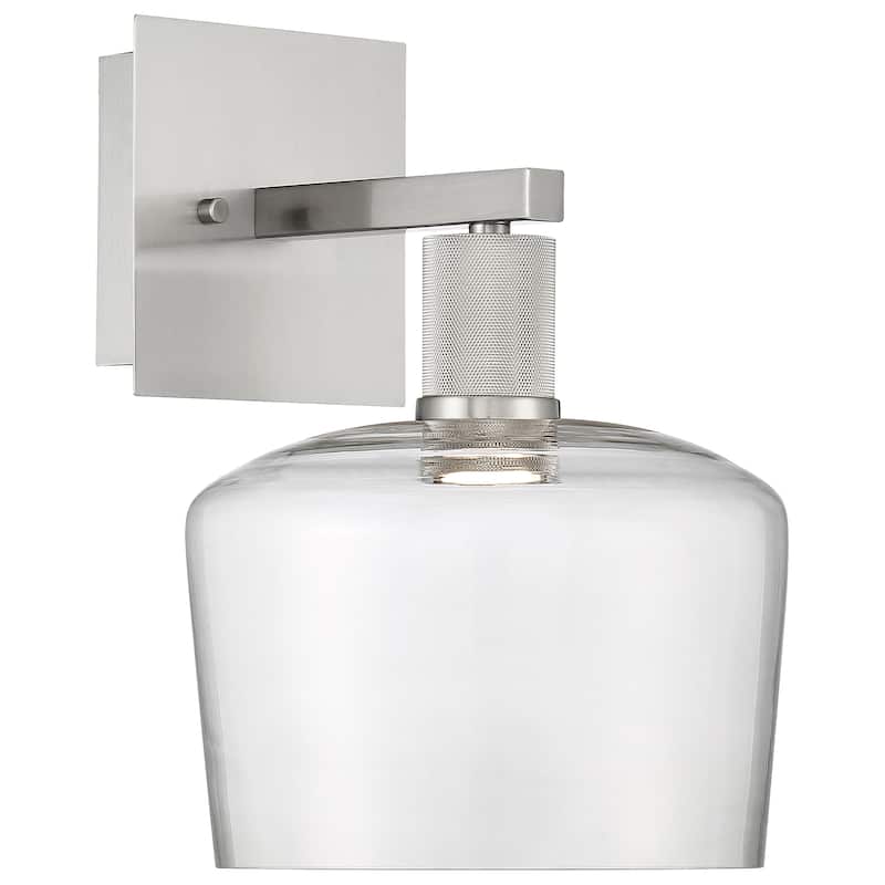 Port Nine Chardonnay LED Wall Sconce - Dedicated LED. - Brushed Steel/Clear Glass