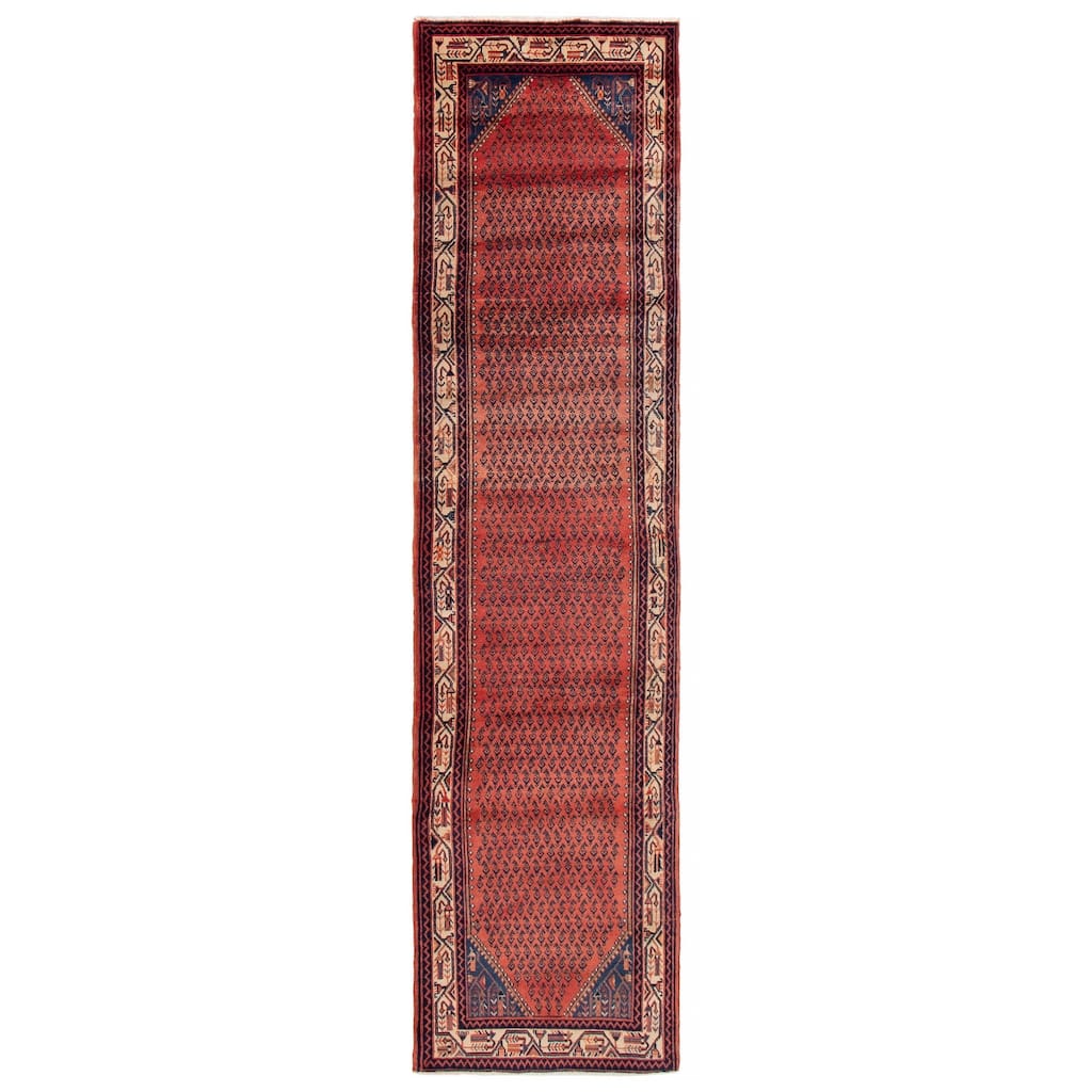 ECARPETGALLERY Hand-knotted Royal Sarough Red Wool Rug - 3'5 x 13'3