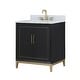preview thumbnail 4 of 8, Gracie 30" Bathroom Vanity, Black/Satin Brass with Carrara Marble top