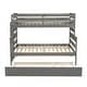 preview thumbnail 4 of 6, Twin over Full Bunk Bed with Twin Size Trundle, Wooden Bed with Safety Full Length Guardrail for Bedroom, Gray